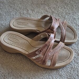 Clarks Tan Slide Sandals